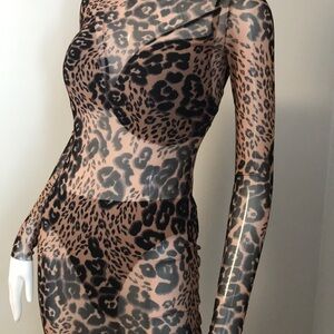 AFRM Leopard Print Sheer Dress